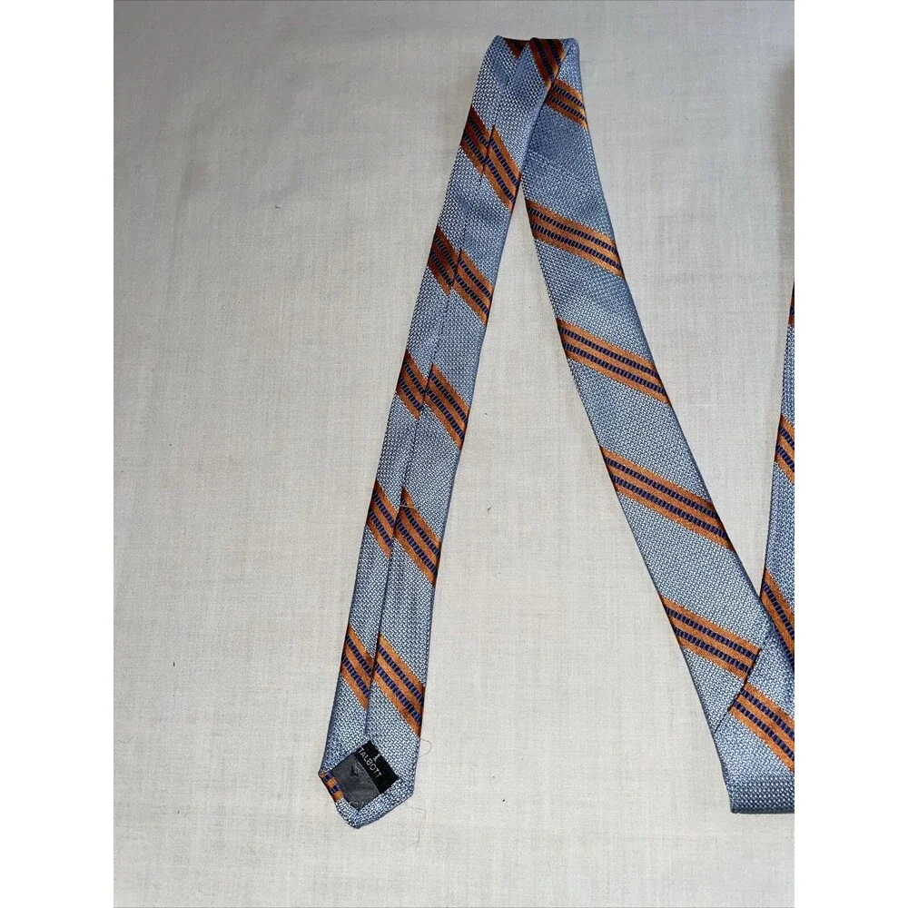 Robert Talbott Men’s Dress Tie Size 58” Blue Orange Striped Silk Business Formal